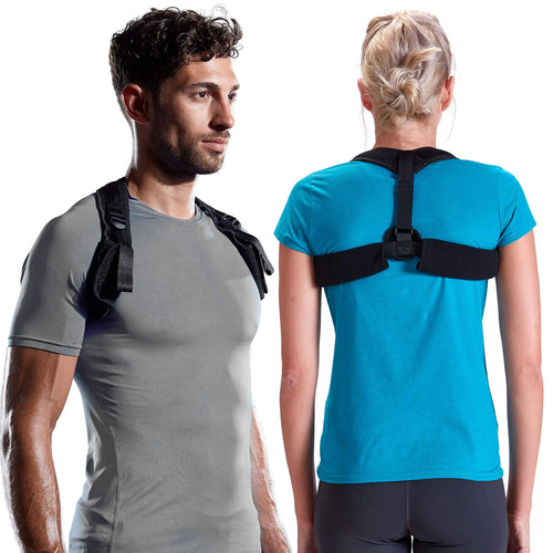 Gaiam Restore Posture Corrector for Women & Men Back Straightener with Adjustable Breathable Mesh Padded Straps