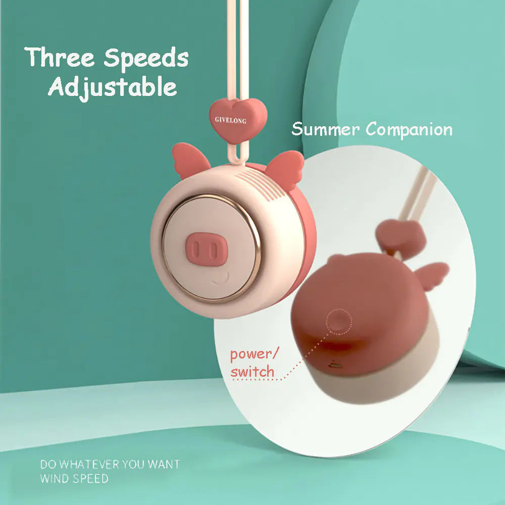 Mini Portable Neck Fan with USB Charging & 3 Speeds