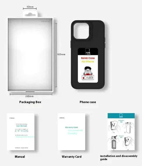 Black iPhone case with NFC color e-ink display showing a corgi dog image