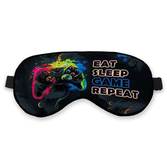 Kdqua Kids Eye Mask for Sleeping Sleep Mask for Boys Kids Teens Girls Gamer Eye Mask Silk Blackout Eye Mask for Sleeping Blue Repeat Game Theme Adjustable Straps Soft Lightweight Sleep Mask