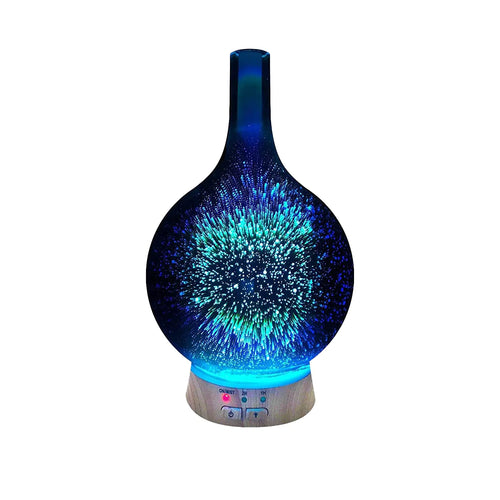 Aromatherapy Essential Oil Diffuser for Therapeutic Oils | 3D Glass Vase Cover with Colorful LED Light Display | Cool Mist Aroma Therapy Diffusers | Versatile Nightlight Humidifier with Auto Shut-off