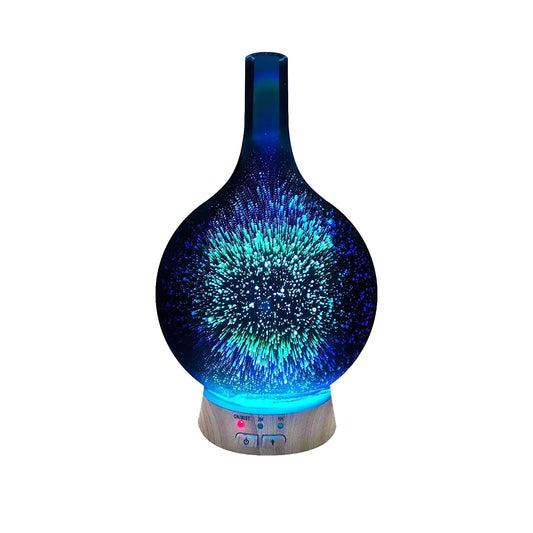 Aromatherapy Essential Oil Diffuser for Therapeutic Oils | 3D Glass Vase Cover with Colorful LED Light Display | Cool Mist Aroma Therapy Diffusers | Versatile Nightlight Humidifier with Auto Shut-off